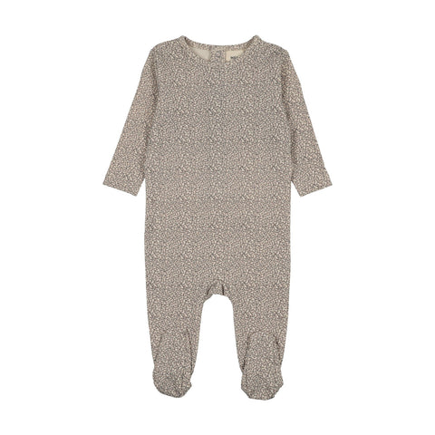 Mema Knits Leaf Printed Footie - Soft Pink Leaf Print