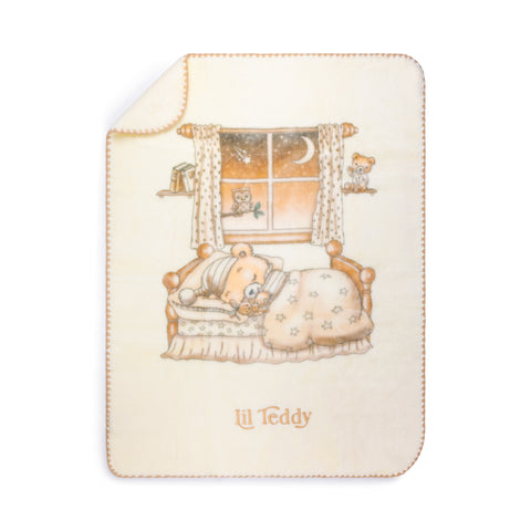 Lil Teddy Sleeping Bear Blanket - Beige