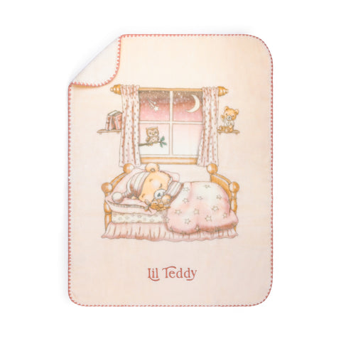 Lil Teddy Sleeping Bear Blanket - Pink