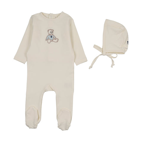 Lilette Sweet Bear Footie Set - Blue