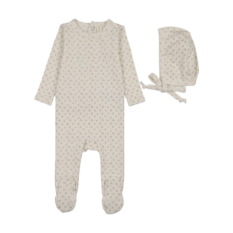 Lilette Cherry Blossom Footie Set - Cream Pink