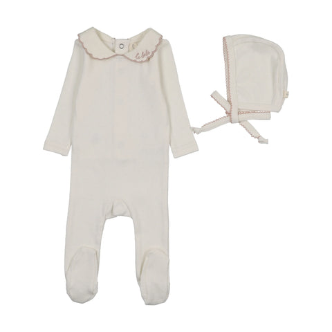 Lilette Le Bebe Pointelle Footie Set - Cream Pink