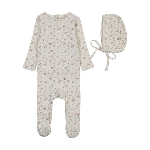 Lilette Garden Cluster Print Footie Set - Cream Pink