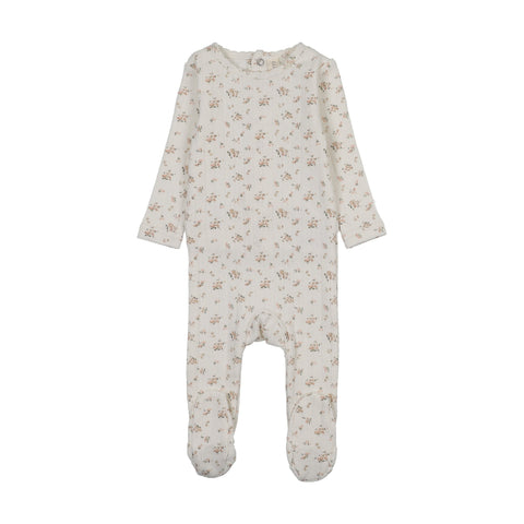 Lilette Garden Cluster Print Footie - Cream Pink