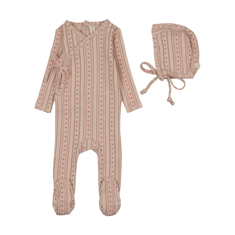 Lilette Linear Print Footie Set - Pale Pink