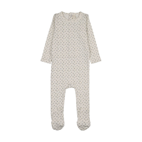 Lilette Cherry Blossom Footie - Cream Blue