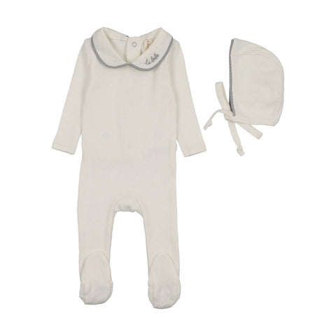 Lilette Le Bebe Pointelle Footie Set - Cream Blue