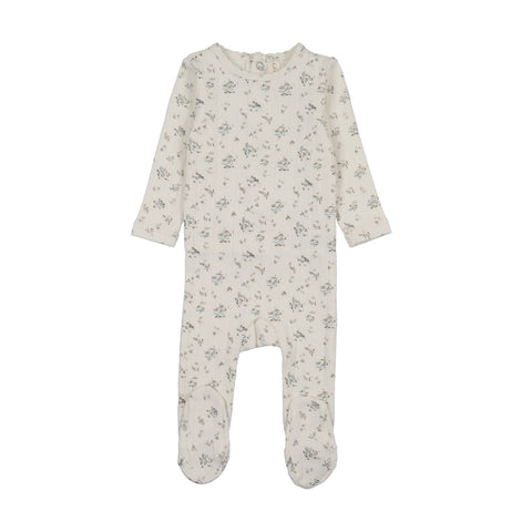 Lilette Garden Cluster Print Footie - Cream Blue