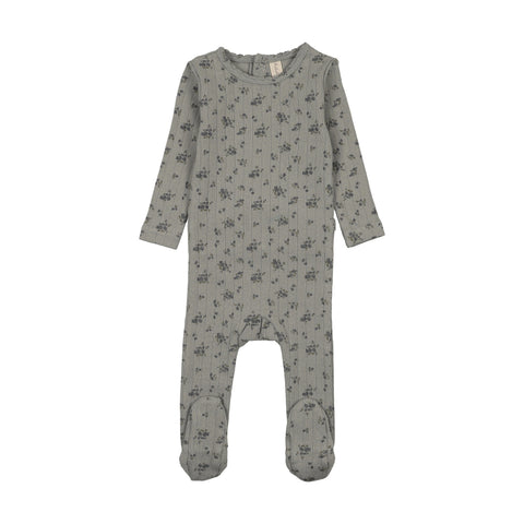 Lilette Garden Cluster Print Footie - Light Blue
