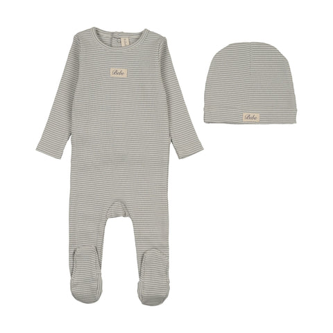 Lilette Striped Bebe Footie Set - Light Blue