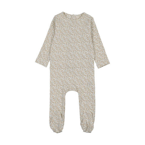 Lilette Dahlia Vines Print Footie - Cream Blue