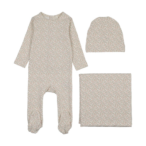 Lilette Dahlia Vines Print Layette Set - Cream Pink