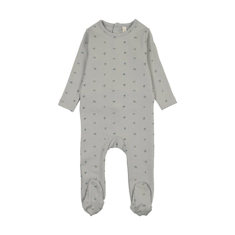 Lilette Bitsy Floral Footie - Cream Blue