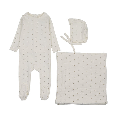 Lilette Bitsy Floral Layette Set - Cream Oat