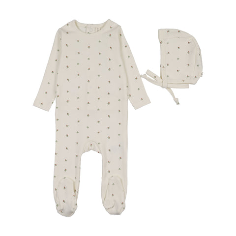Lilette Bitsy Floral Footie Set - Cream Pink