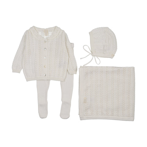 Lilette Crochet Bris Set + Blanket - Winter White