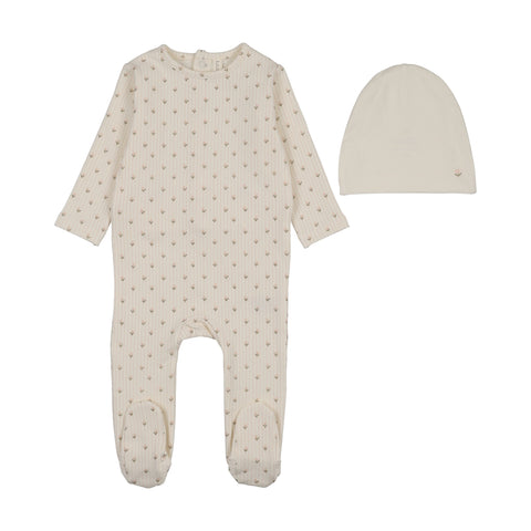 Lilette Stripe Print Footie Set - Cream Pink