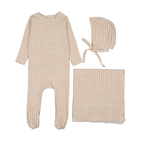 Lilette Gingham Bebe Layette Set - Pale Pink