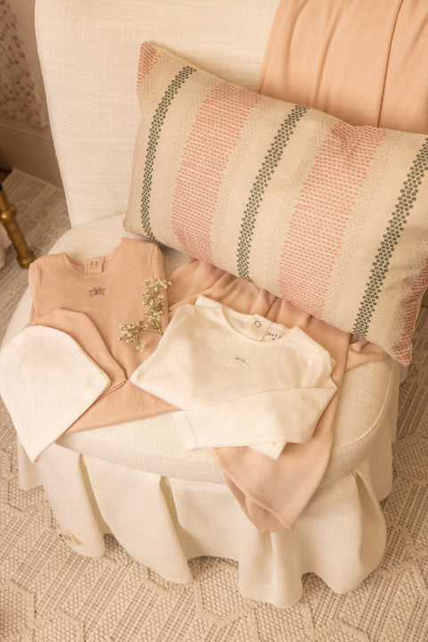 Bee and Dee Wings Pointelle Footie + Beanie & Blanket Set - Caramel