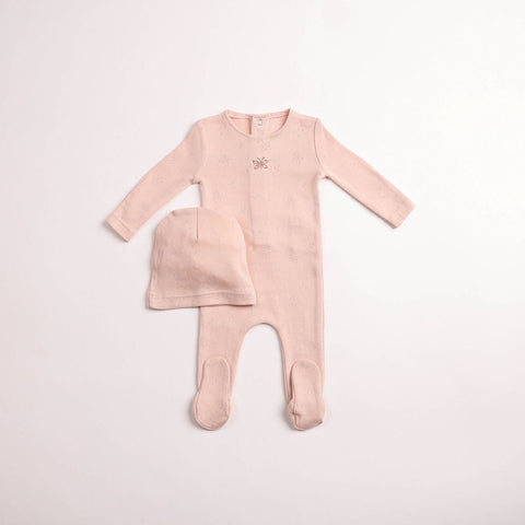 Bee and Dee Wings Pointelle Footie Caramel