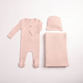 Bee and Dee Wings Pointelle Footie + Beanie Set Caramel