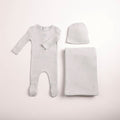 Bee and Dee Wings Pointelle Footie + Beanie Dusty Blue