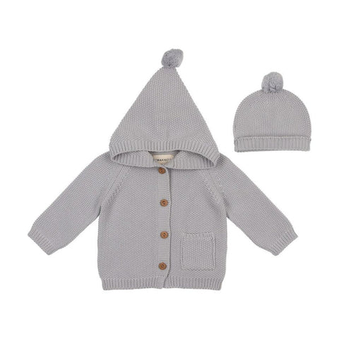 Mema Knits Hooded Knit Sweater+Beanie/M324