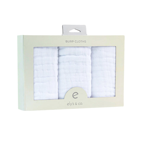 Ely's & Co. Burp Cloths Muslin 3Pk - White