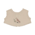 Peluche Knit Cross Stitch Overlay Bib - Stone, Rose