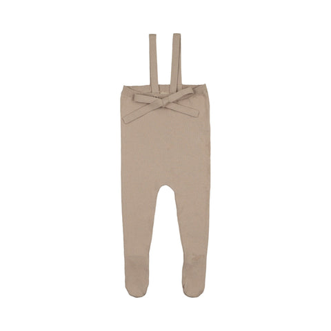 Peluche Knit Tied Suspender Overalls - Taupe