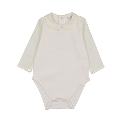 Peluche Shirtsleeve Bodysuit with Button - Cream