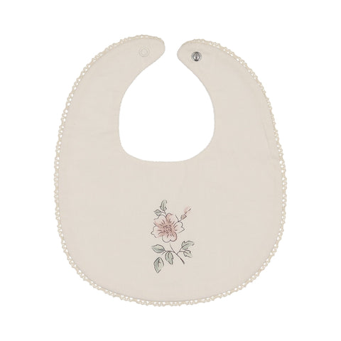 Peluche Blossom Round Bib - Rose