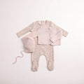 Bee and Dee Petite Fleurs Footie + Cardigan - Hushed Pink