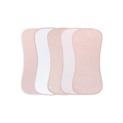 Ely's & Co. Burp Cloths Cotton 5Pk - Girls Pink Tulip
