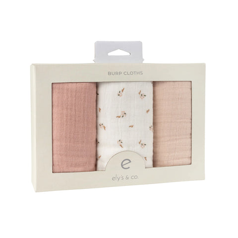 Ely's & Co. Burp Cloths Muslin 3Pk - Girls Floral