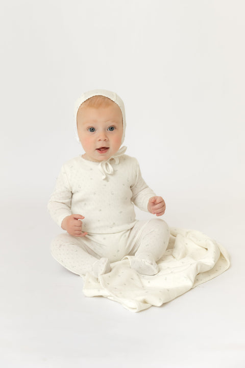 Bee and Dee Pointelle Flowers Footie - lifestyle