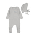 Bee and Dee Rattles Pointelle Footie+Bonnet - Sky blue