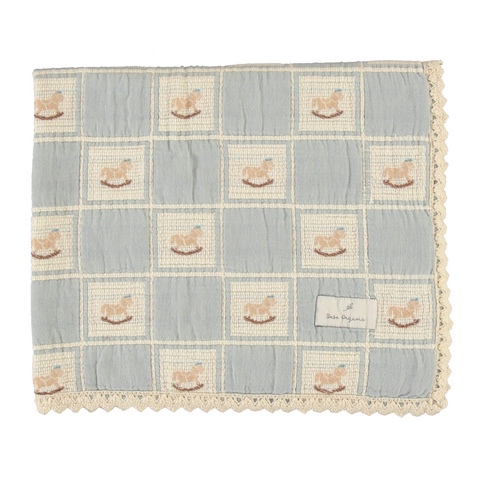 Bebe Organic Rocking Horse Blue Blanket