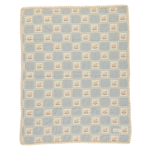 Bebe Organic Rocking Horse Blue Blanket