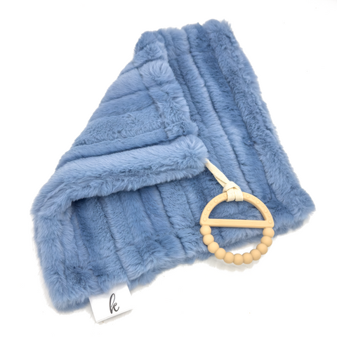 Kidu Fur Security Blanket - Wave Denim