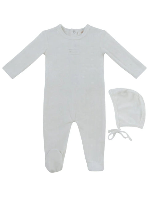 Kipp Baby Bebe Pointelle Footie & Hat Set - White