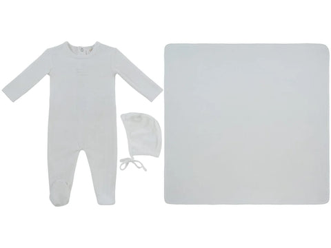 Kipp Baby Bebe Pointelle Footie, Hat & Blanket Set - White