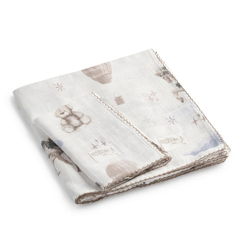 Petite Belle Swaddle & Burp Cloth Set - Carousel Sky