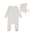 Bee and Dee Sweet Berry Footie+Bonnet - Chalk boys