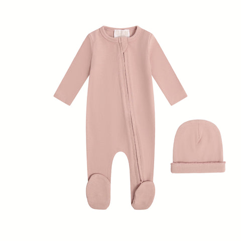 Mi Amour Sweet Dreams Pajama Footie + Hat - Pink
