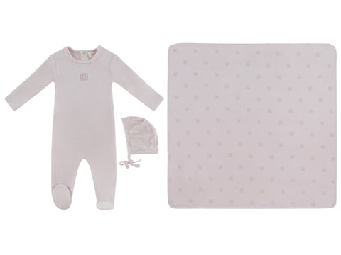 Kipp Baby Logo Footie, Hat & Blanket Set - Pink