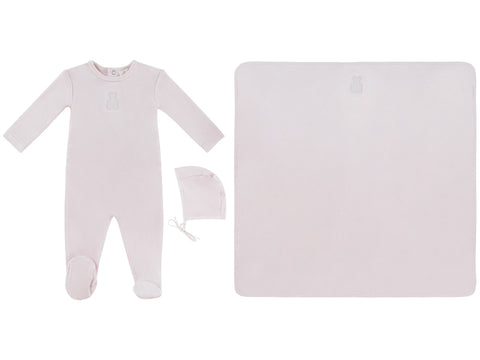 Kipp Baby Petit Ours Footie, Hat & Blanket Set - Pink