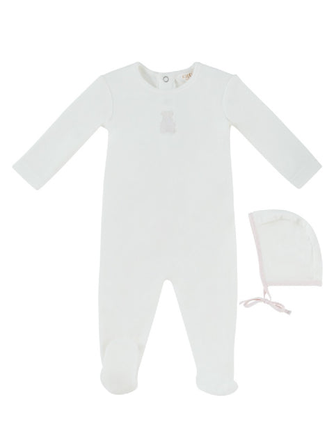 Kipp Baby Petit Ours Footie & Hat Set - White Pink