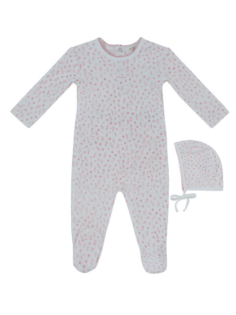 Kipp Baby Whispering Blooms Footie & Hat Set - Rose