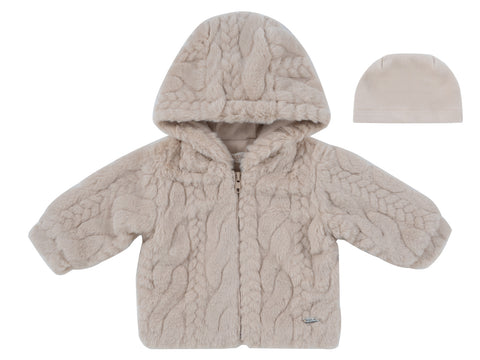Kipp Baby Atelier Cable Fur Jacket & Hat (6M-3Y) - Stone